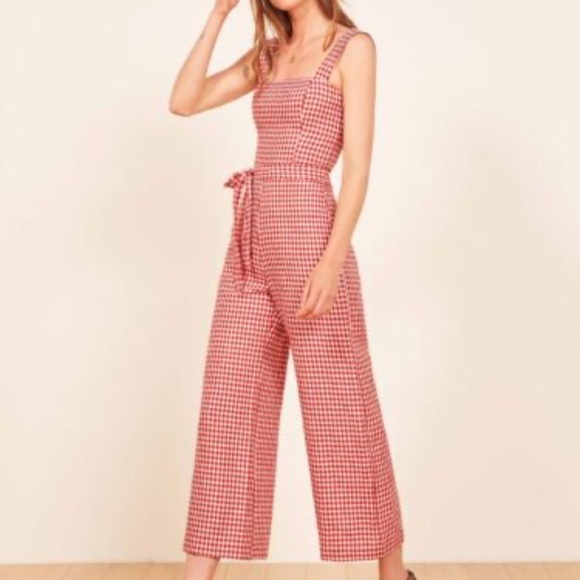 Reformation Red Birch Jumpsuit, May check, Square Neck - XS/US 2 - Picture 1 of 9